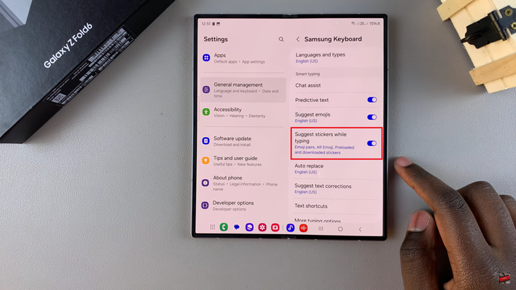 How To Enable/Disable Suggest Stickers While Typing On Samsung Galaxy Z Fold 6