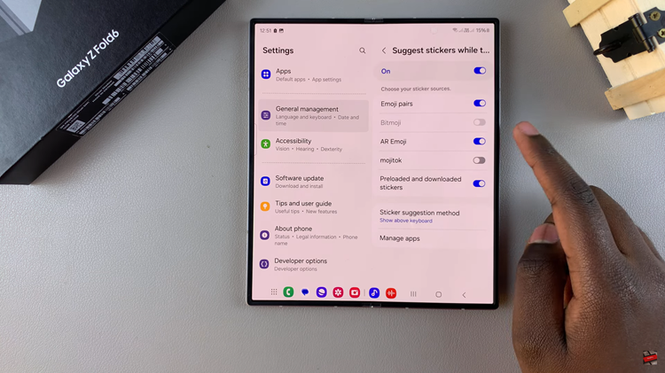 How To Enable/Disable Suggest Stickers While Typing On Samsung Galaxy Z Fold 6