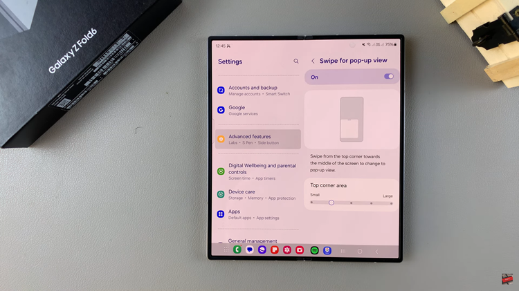 How To Enable & Disable Swipe Up For Pop Up View On Samsung Galaxy Z Fold 6