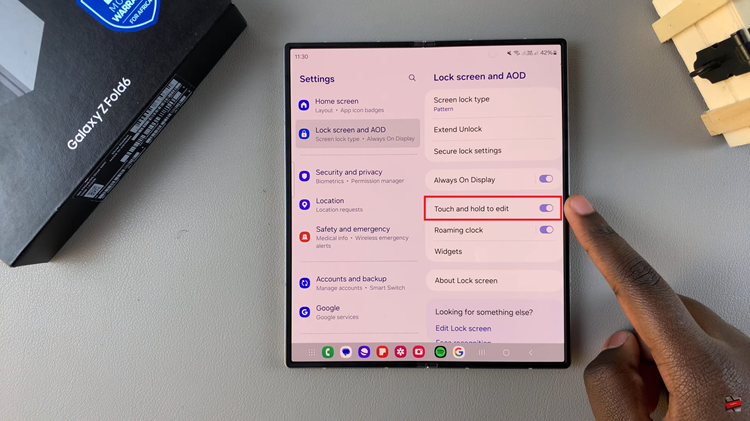 How To Enable/Disable Touch & Hold To Edit Lock Screen On Samsung Galaxy Z Fold 6