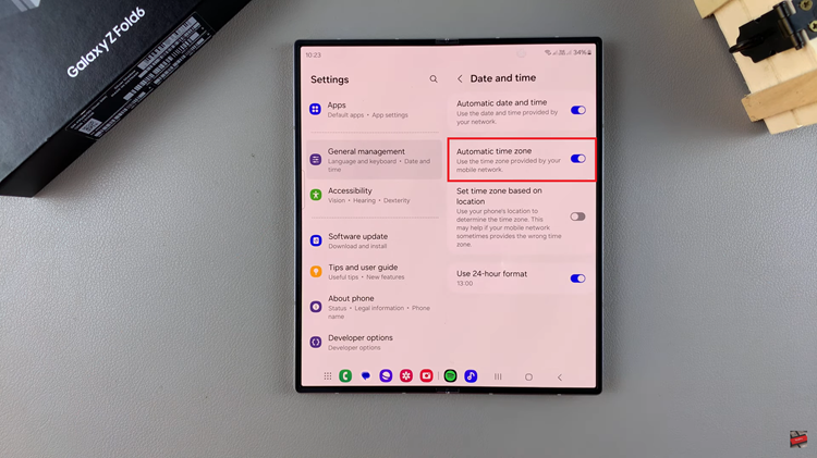 How To Turn ON/OFF Automatic Time Zone On Samsung Galaxy Z Fold 6