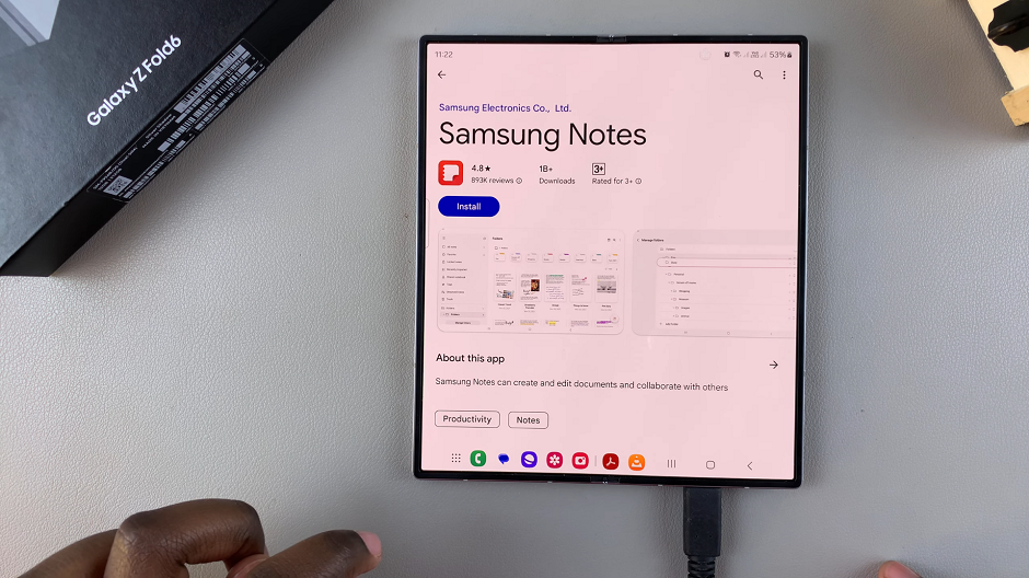 Cómo instalar Samsung Notes en Samsung Galaxy Z Fold 6