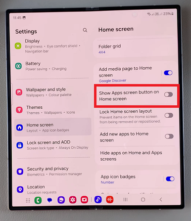 How To Remove Apps Screen Button On Home Screen Of Galaxy Z Fold 6