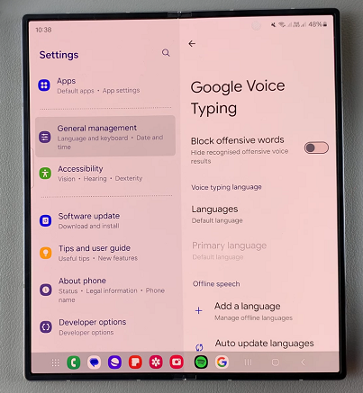 Enable/Disable 'Block Offensive Words' For Google Voice Typing On Galaxy Z Fold 6