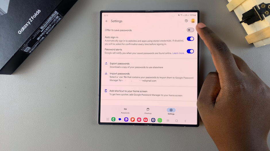 How To Disable 'Offer to Save Passwords' In Google Password Manager On Galaxy Z Fold 6