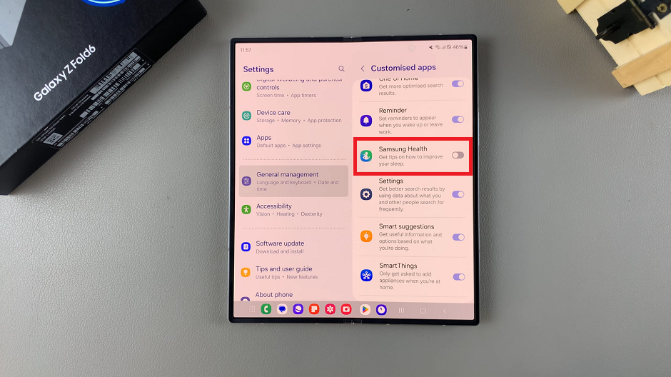 How To Enable / Disable Customized Samsung Health On Galaxy Z Fold 6