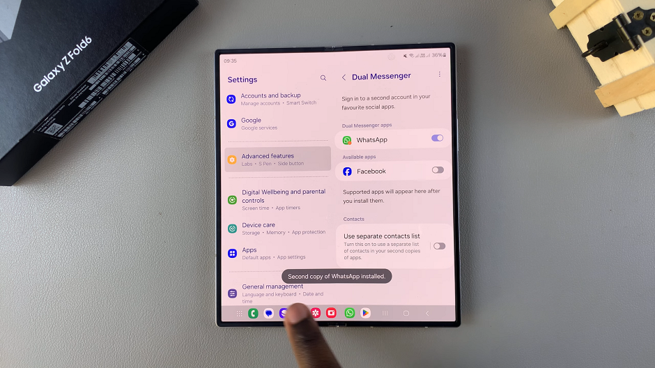 Set Up Two WhatsApp Accounts On Galaxy Z Fold 6