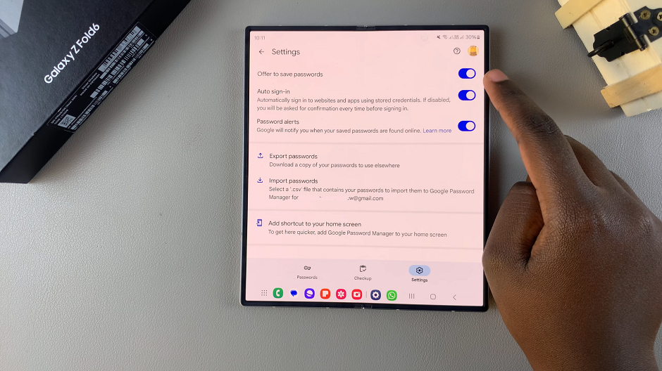 Enable 'Offer to Save Passwords' In Google Password Manager On Galaxy Z Fold 6