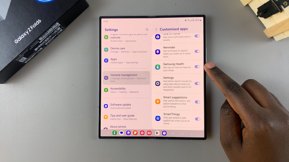 Enable / Disable Customized Samsung Health On Galaxy Z Fold 6