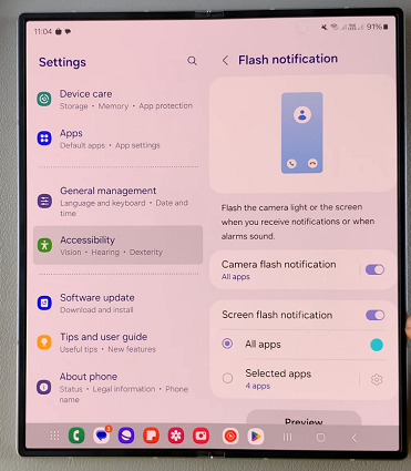 How To Disable Screen & Camera Flash Notifications On Galaxy Z Fold 6