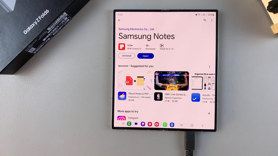 Instalar Samsung Notes en Samsung Galaxy Z Fold 6