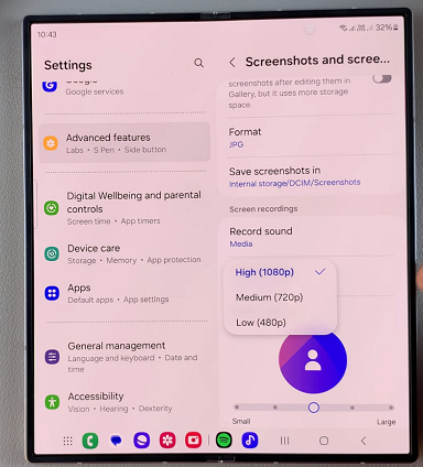 Change Quality Of Screen Recordings On Samsung Galaxy Z  Fold 6