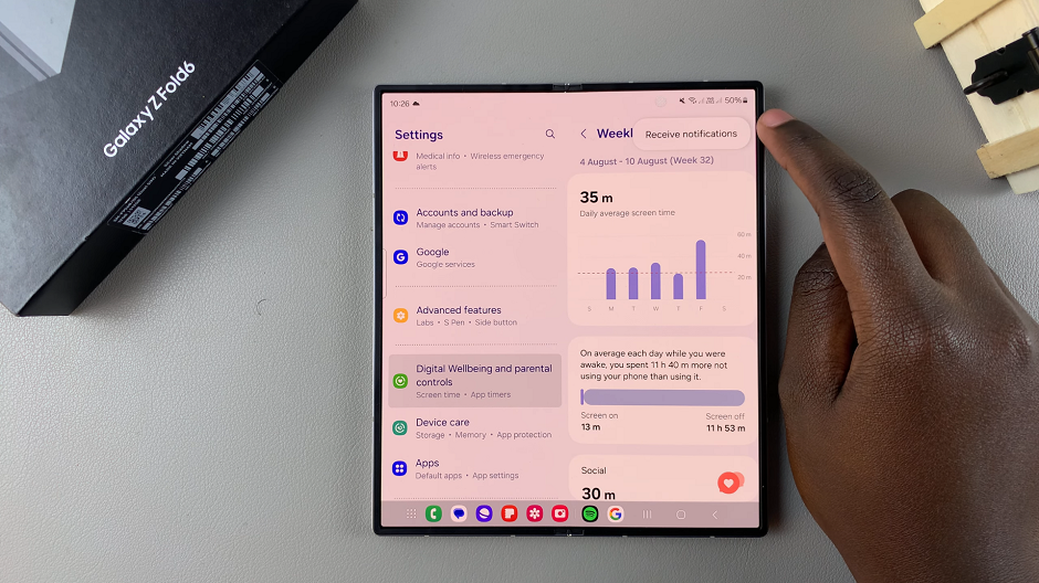 How To Enable Weekly Screen Time Report Notifications On Galaxy Z Fold 6