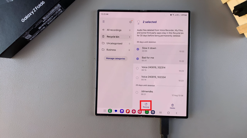 Recover Deleted Voice Recordings On Galaxy Z Fold 6