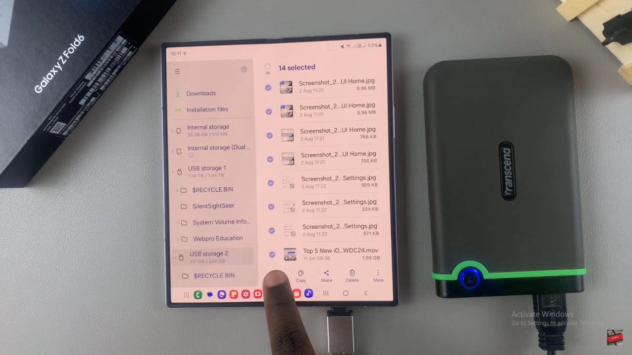 Transfer Files From External Hard Disk To Samsung Galaxy Z Fold 6