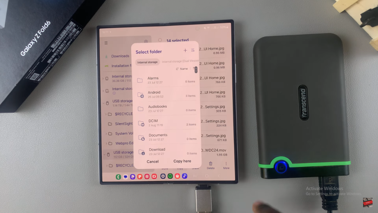 Transfer Files From External Hard Disk To Samsung Galaxy Z Fold 6