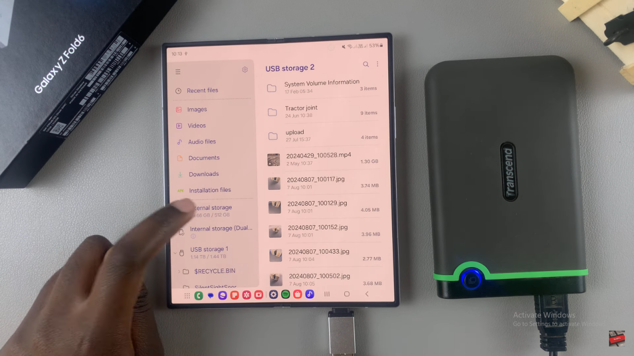 Transfer Files From External Hard Disk To Samsung Galaxy Z Fold 6