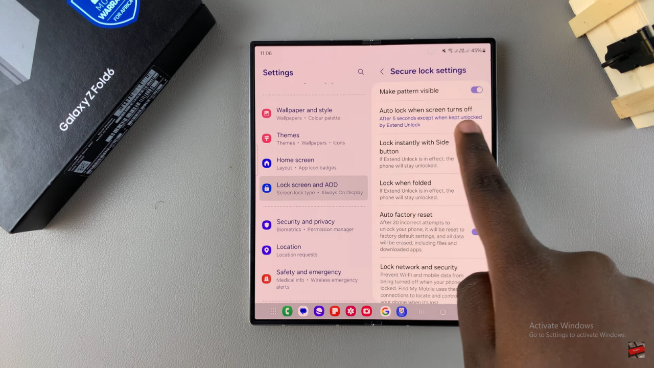 Set The Time For Auto Lock When Screen Turns Off On Samsung Galaxy Z Fold 6