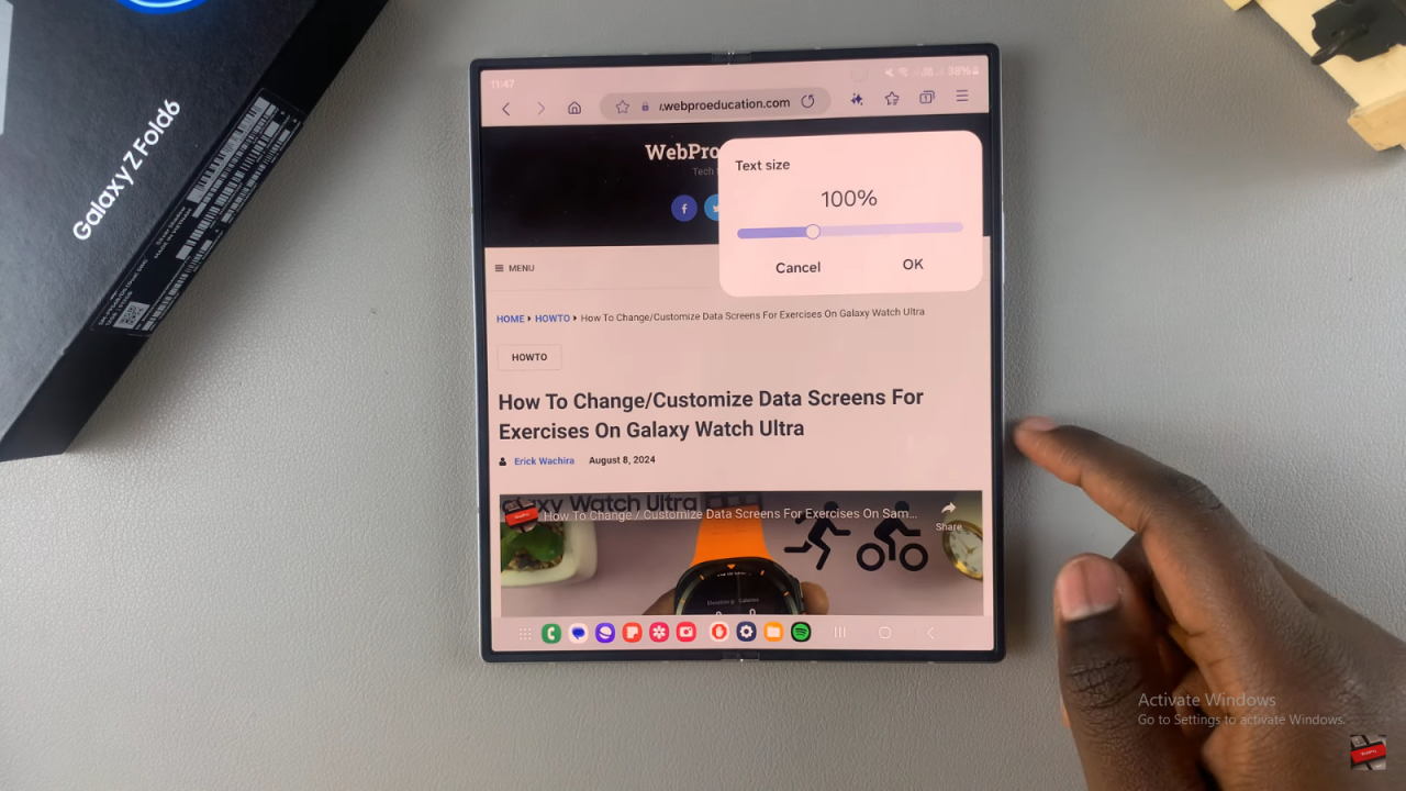 Increase Text Size For Samsung Internet On Samsung Galaxy Z Fold 6
