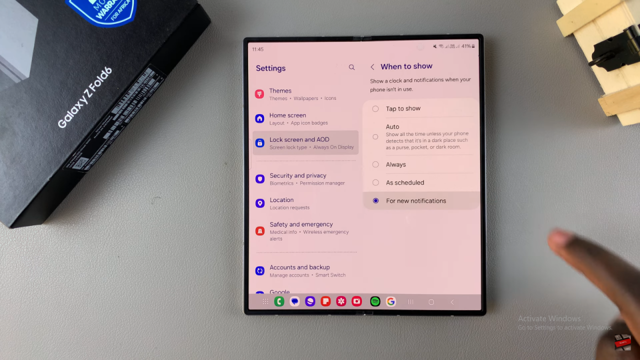  Set Always On Display To Show New Notifications On Samsung Galaxy Z Fold 6