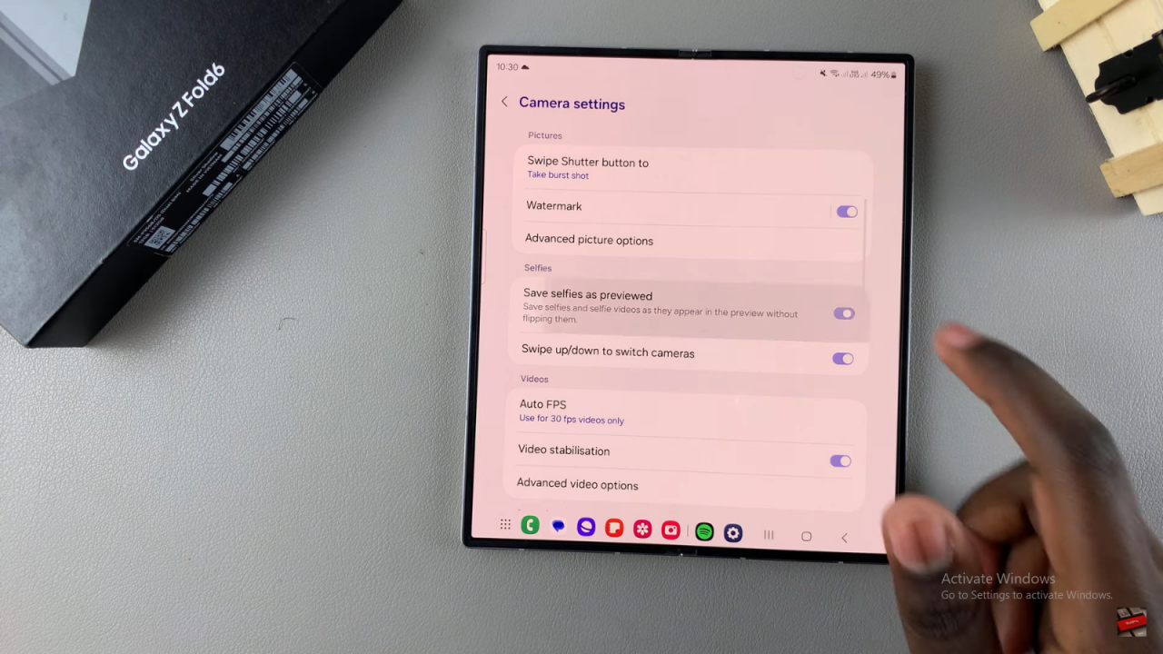 Enable/ Disable Selfie Camera Mirror Effect On Samsung Galaxy Z Fold 6