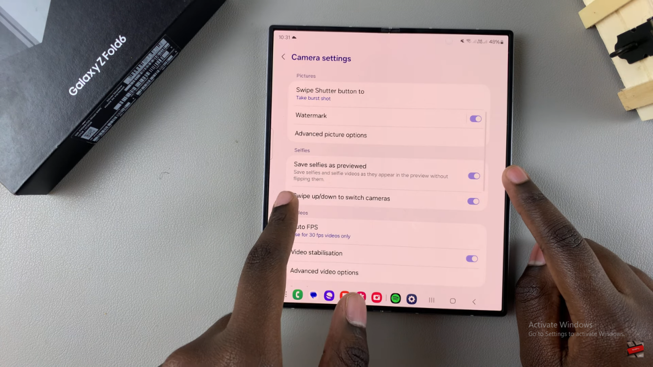 Enable/ Disable Selfie Camera Mirror Effect On Samsung Galaxy Z Fold 6