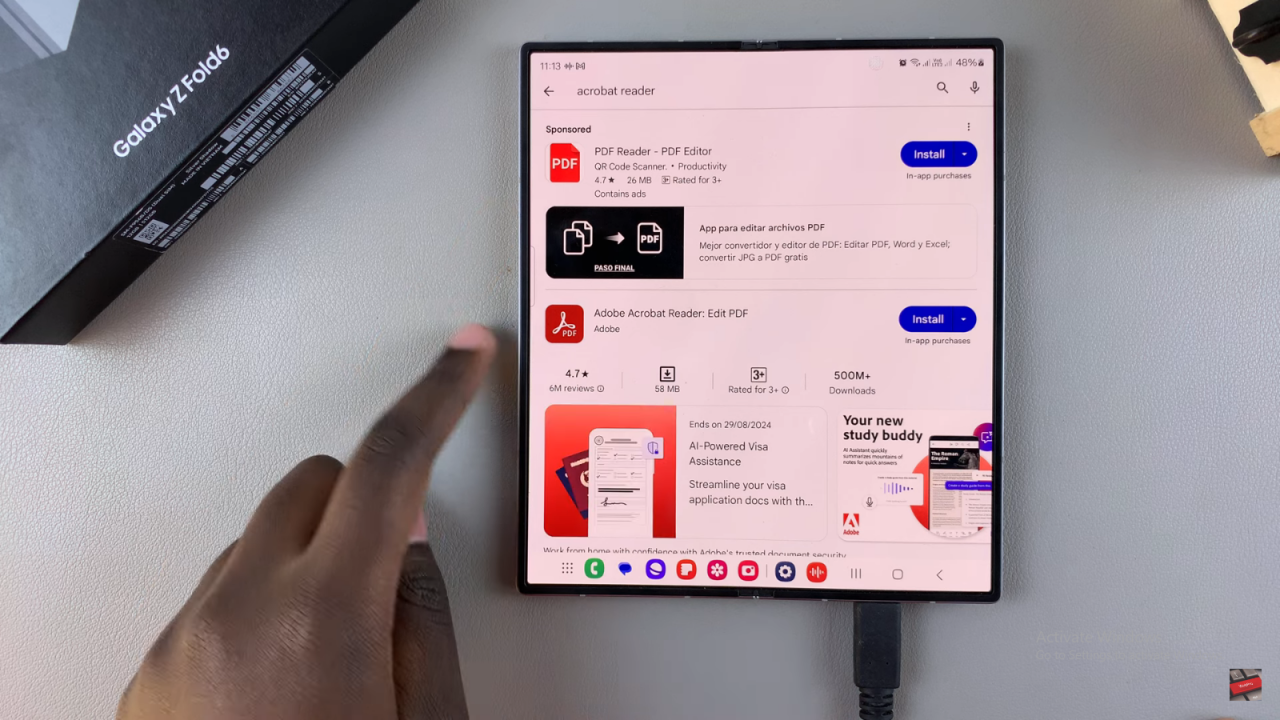 Install Adobe Acrobat Reader On Samsung Galaxy Z Fold 6