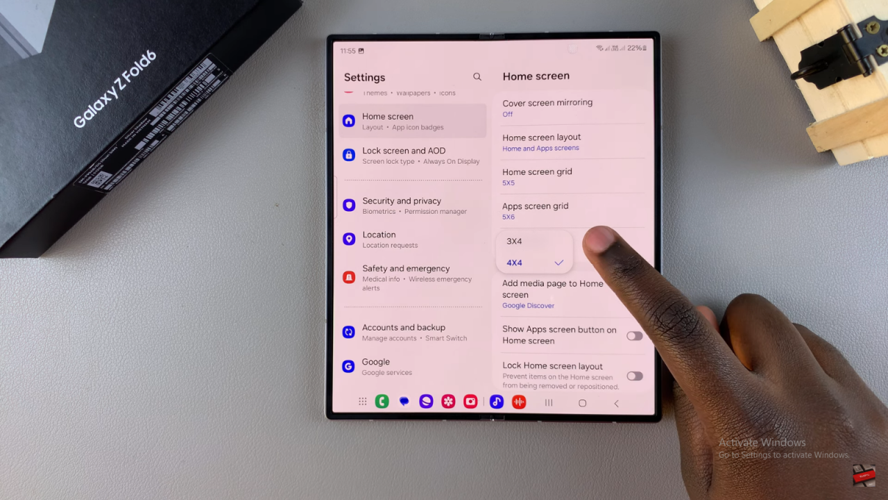 Change Grid Size Of Home Screen Folder On Samsung Galaxy Z Fold 6