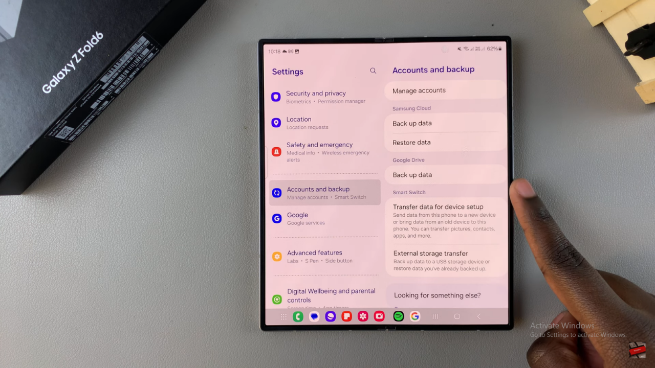 Back Up Samsung Galaxy Z Fold 6