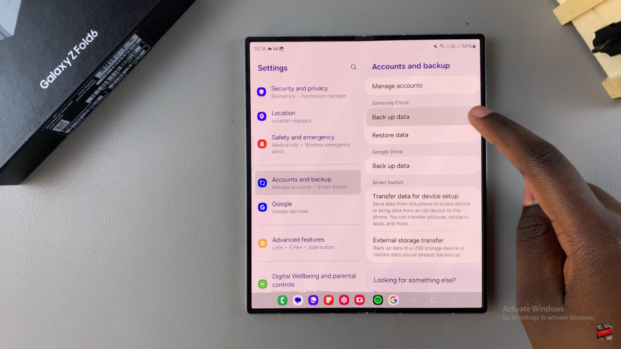 Back Up Samsung Galaxy Z Fold 6