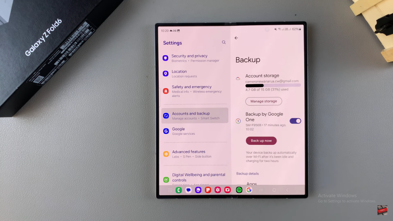 Back Up Samsung Galaxy Z Fold 6