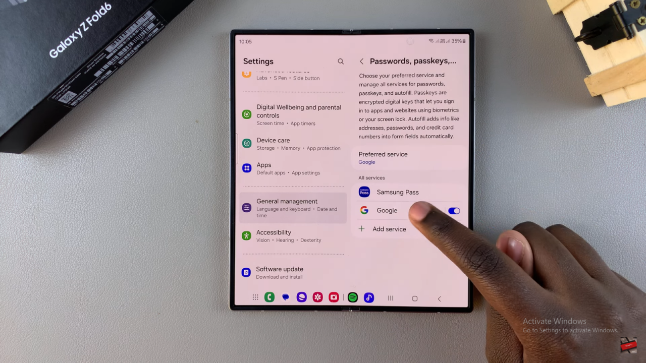 Add Google Password Manager To Home Screen On Samsung Galaxy Z Fold 6