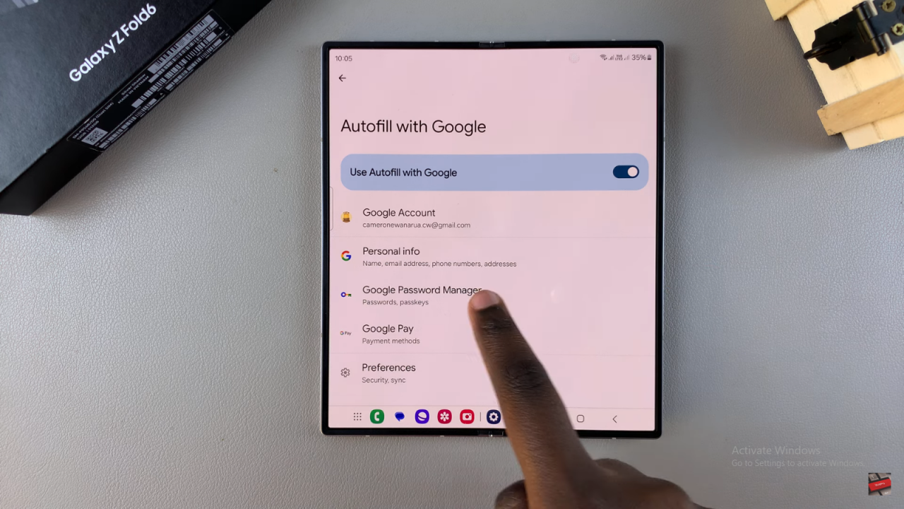 Add Google Password Manager To Home Screen On Samsung Galaxy Z Fold 6