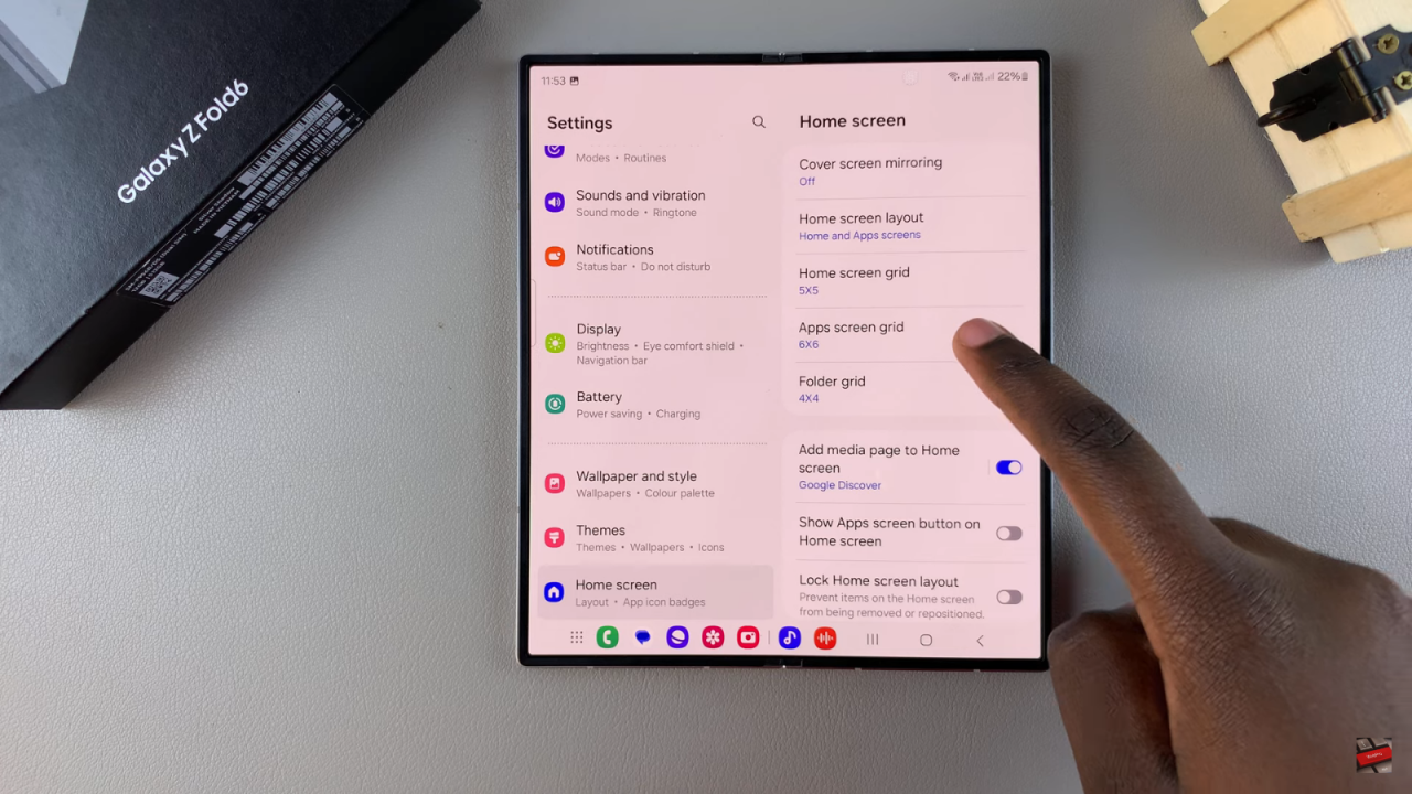 Change Grid Size Of Home Screen & Apps Screen On Samsung Galaxy Z Fold 6