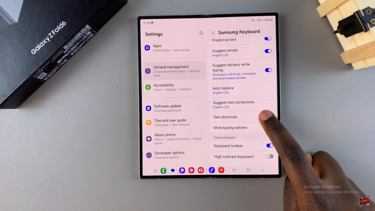  Add Text Shortcuts On Keyboard On Samsung Galaxy Z Fold 6