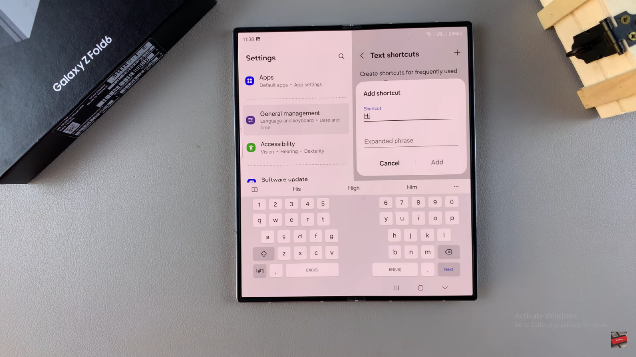  Add Text Shortcuts On Keyboard On Samsung Galaxy Z Fold 6