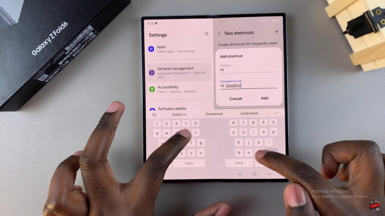  Add Text Shortcuts On Keyboard On Samsung Galaxy Z Fold 6