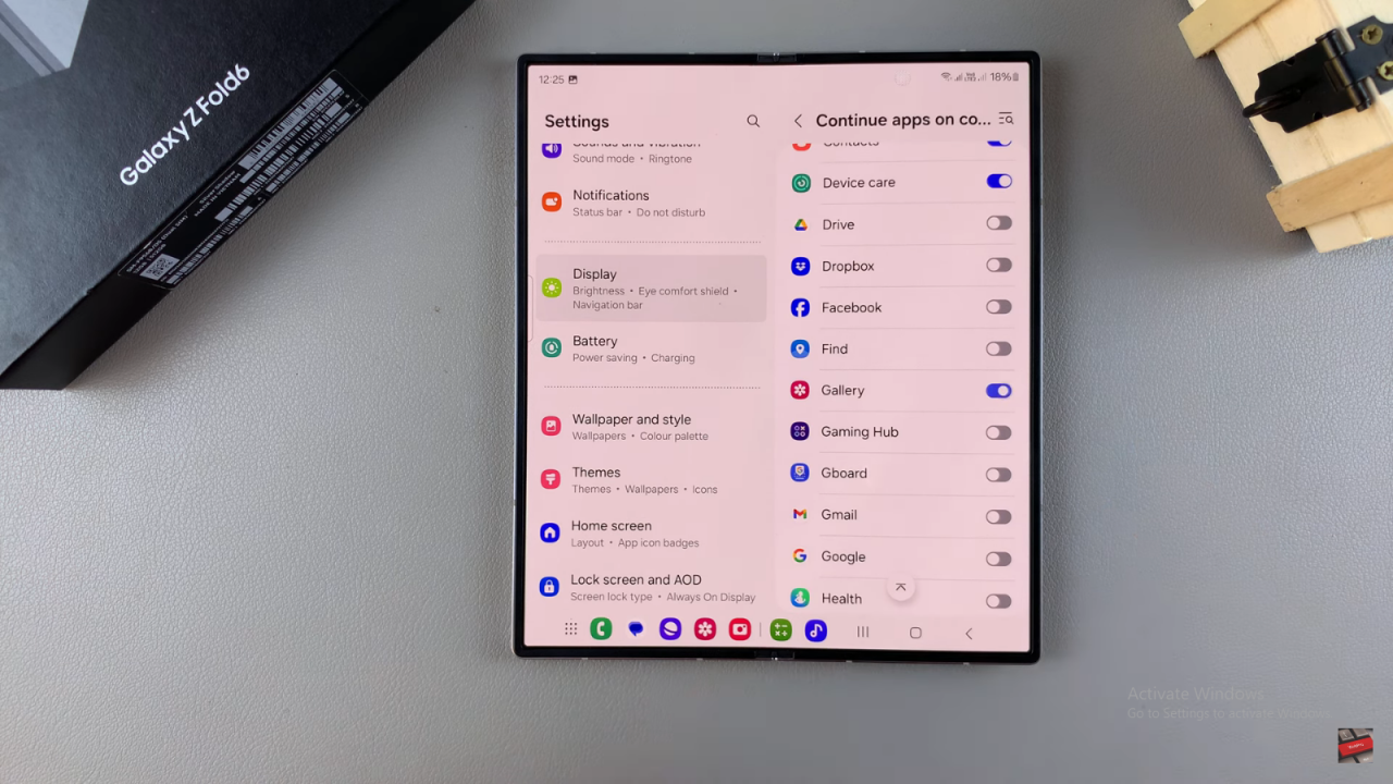 Customize 'Continue Apps On Cover Screen' Of Samsung Galaxy Z Fold 6