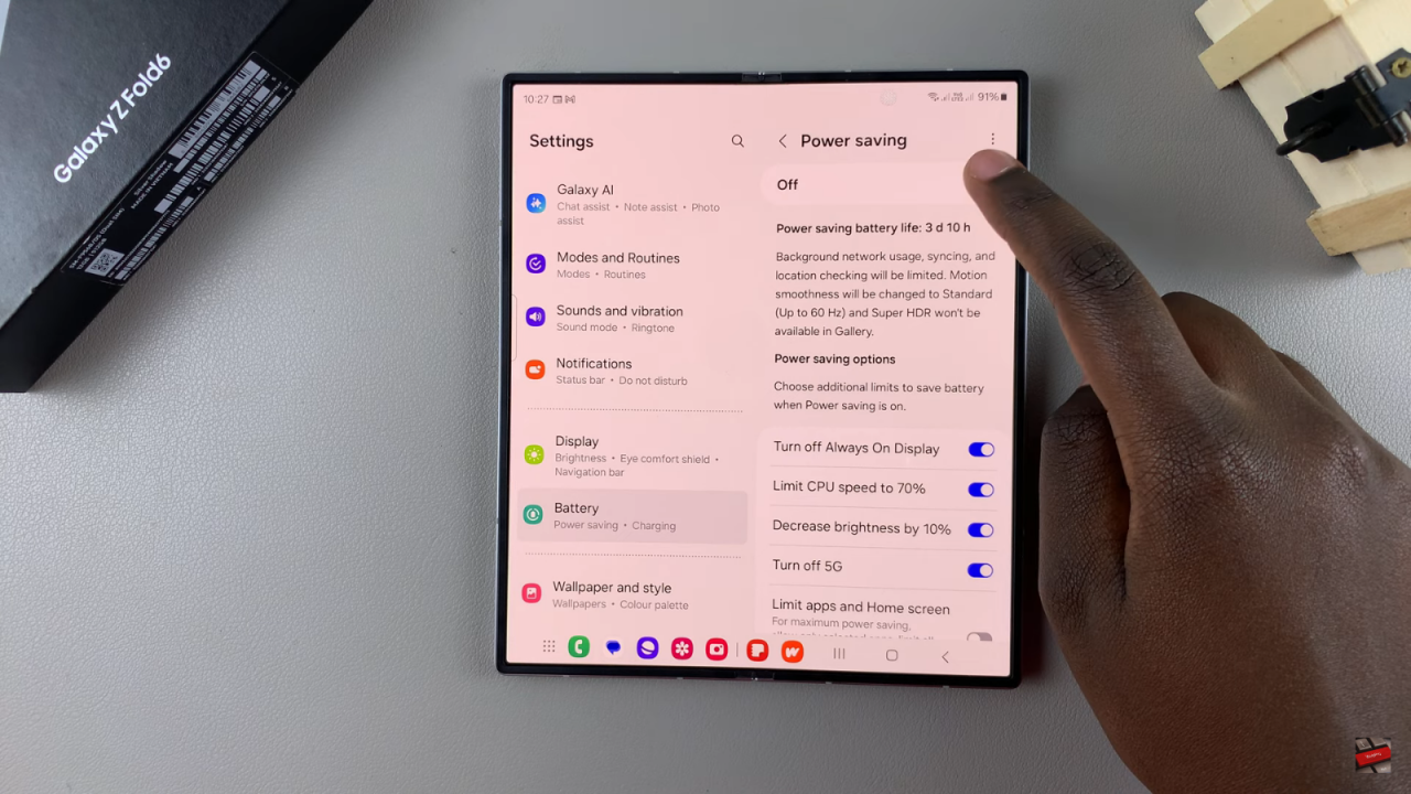 Turn Power Saving Mode On/Off On Samsung Galaxy Z Fold 6