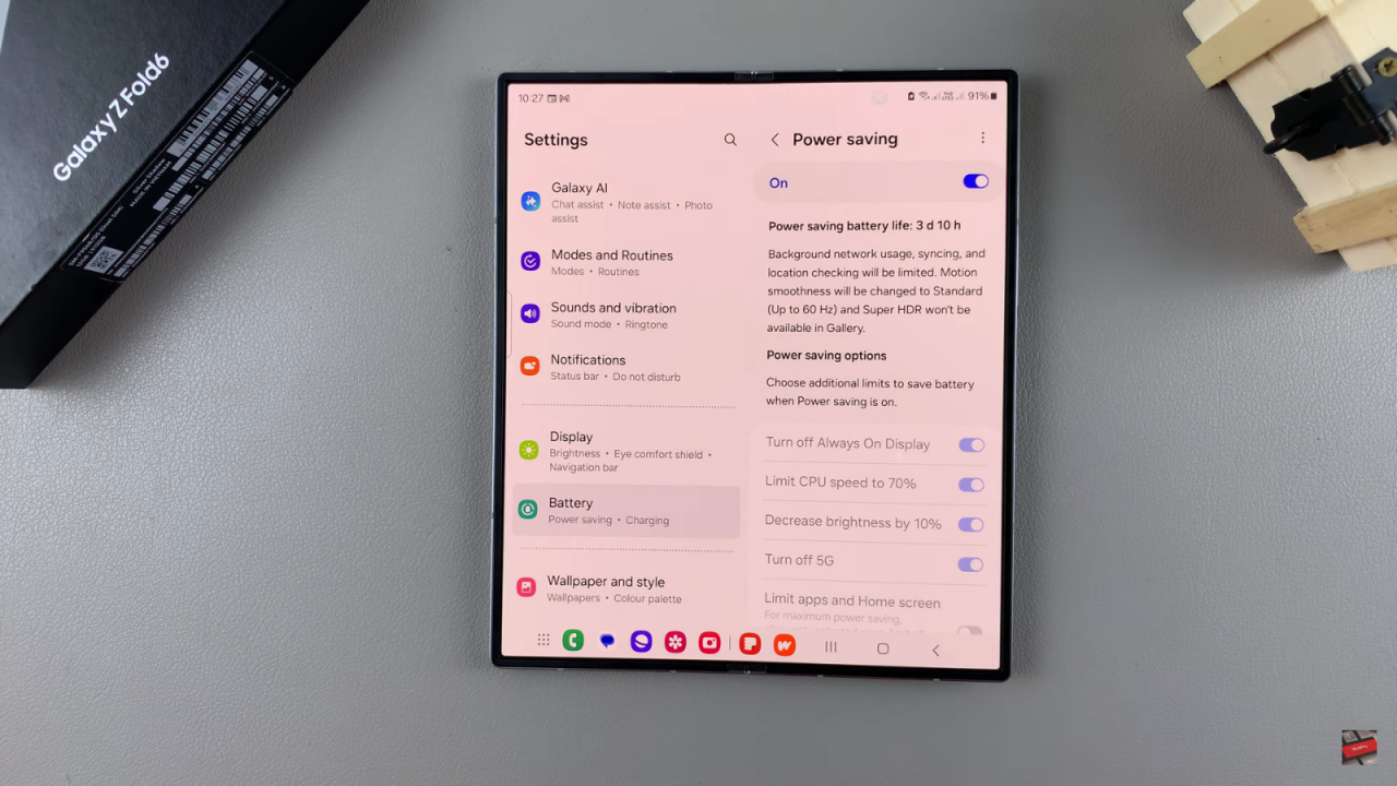 Turn Power Saving Mode On/Off On Samsung Galaxy Z Fold 6