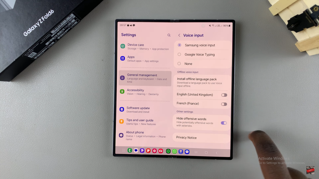 Enable Voice Input Speech to Text On Samsung Galaxy Z Fold 6