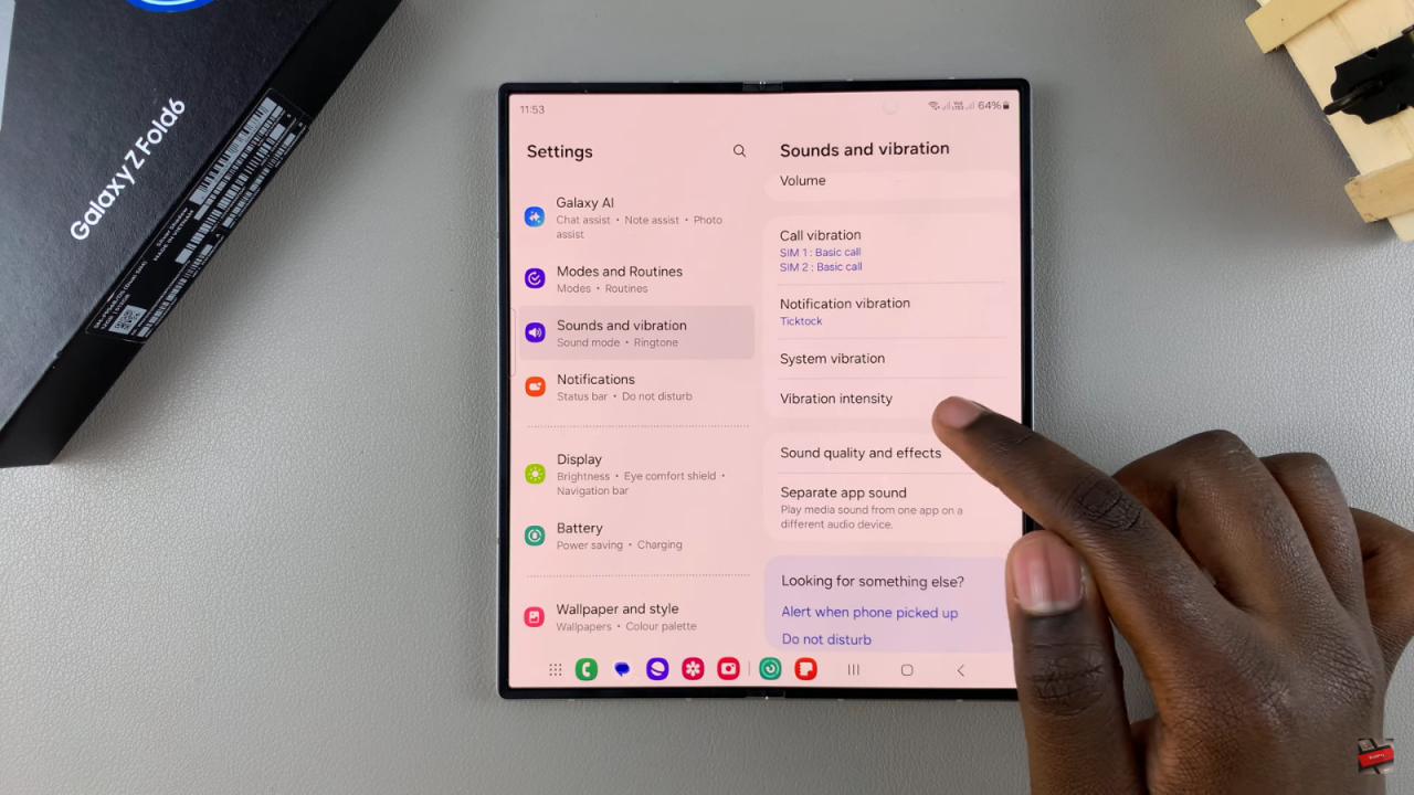 Change Vibration Intensity On Samsung Galaxy Z Fold 6