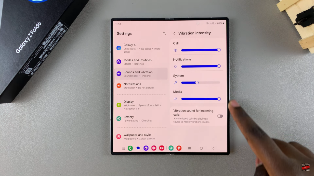 Change Vibration Intensity On Samsung Galaxy Z Fold 6