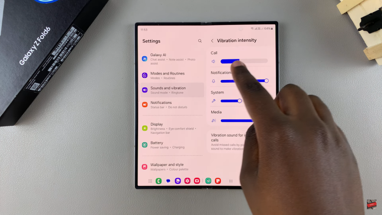 Change Vibration Intensity On Samsung Galaxy Z Fold 6