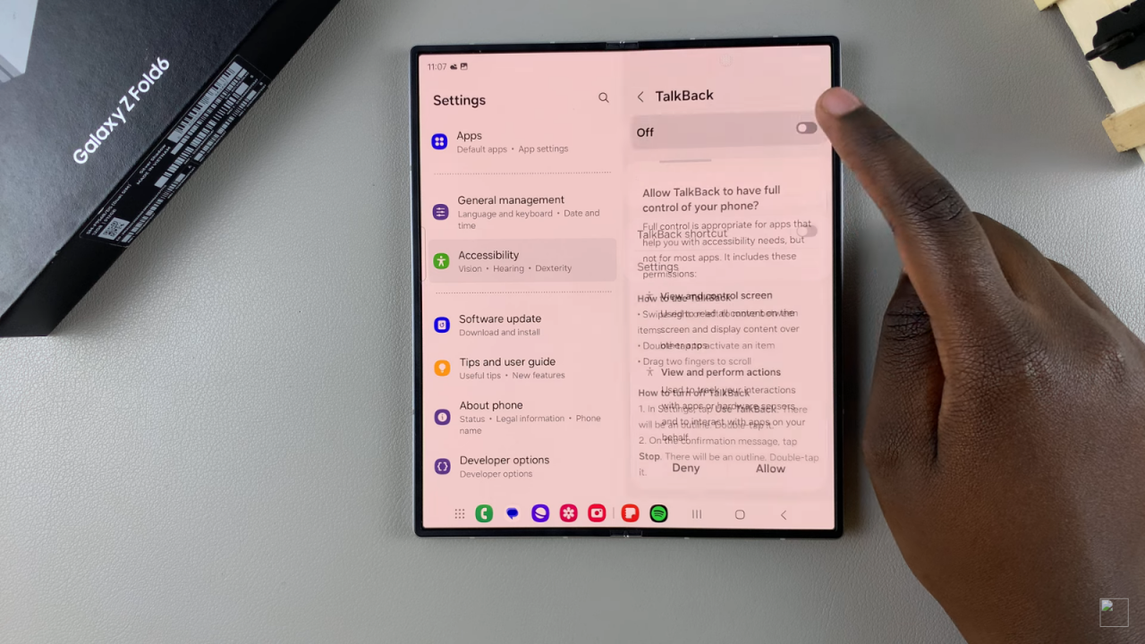 Enable TalkBack On Samsung Galaxy Z Fold 6