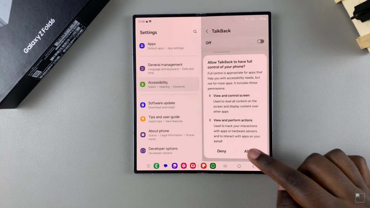 Enable TalkBack On Samsung Galaxy Z Fold 6