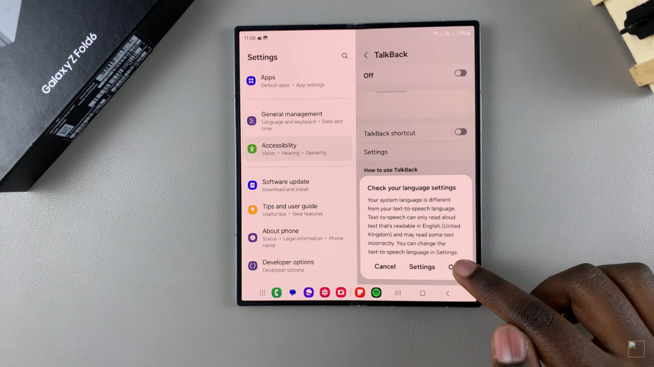 Enable TalkBack On Samsung Galaxy Z Fold 6