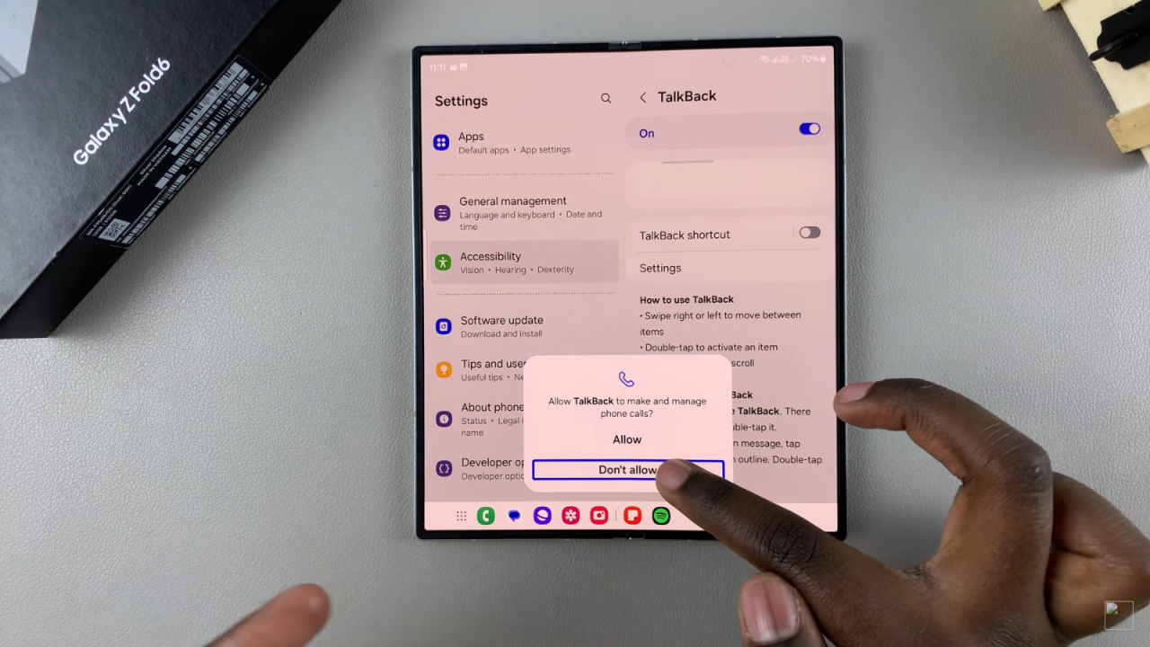 Enable TalkBack On Samsung Galaxy Z Fold 6