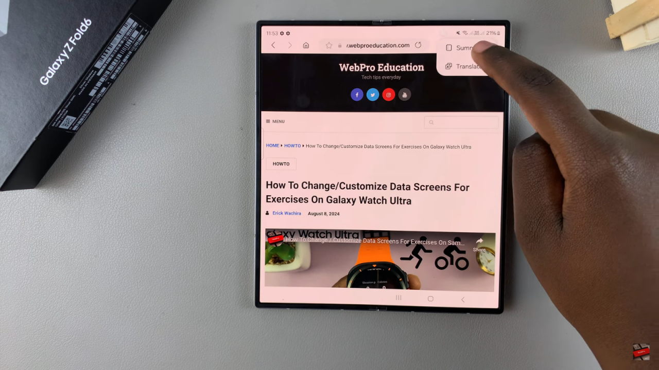 Use AI In Samsung Internet On Samsung Galaxy Z Fold 6