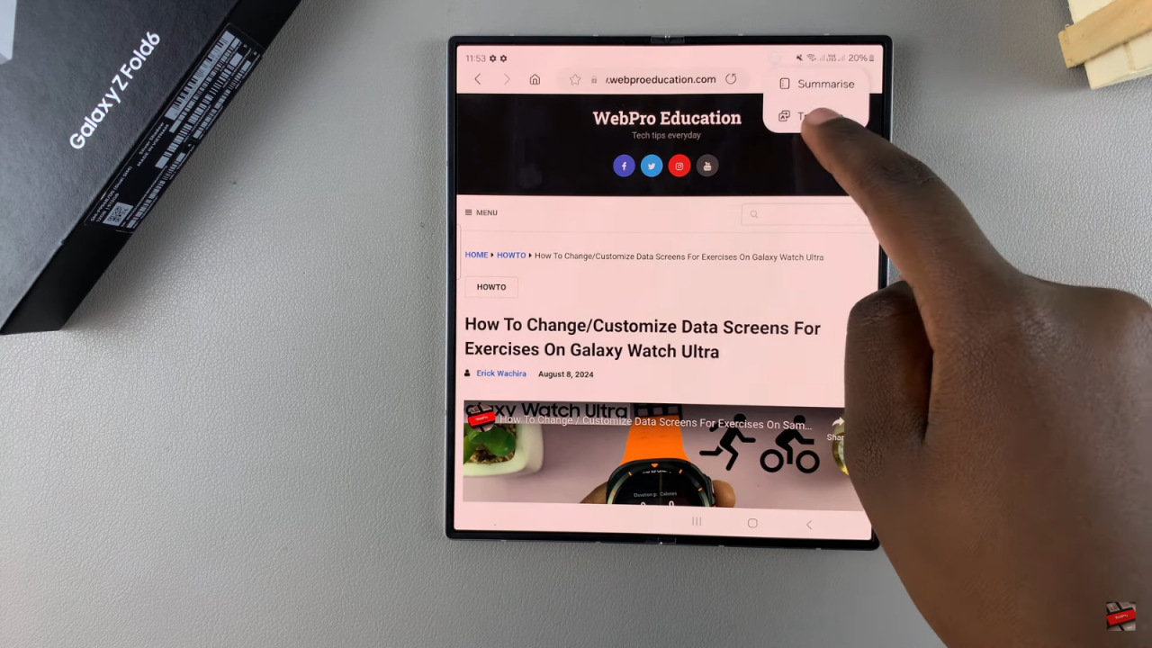 Use AI In Samsung Internet On Samsung Galaxy Z Fold 6